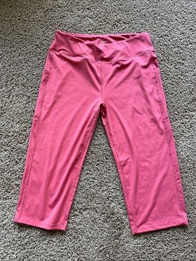 NWT G GRADUAL High Waisted Capri Leggings with Pockets coral/Pink XL crop pant